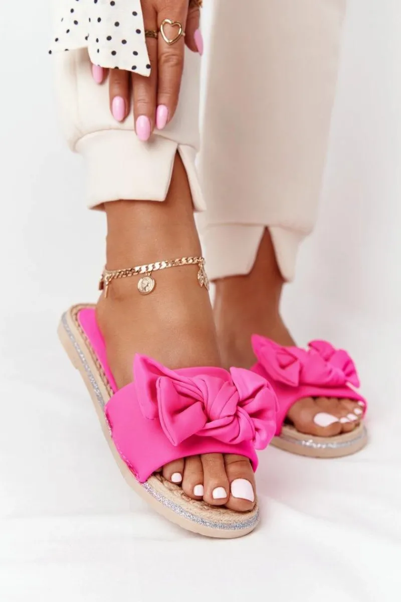 Discount Boto Gumowe Klapki Z Kokardą Różowe Andrea