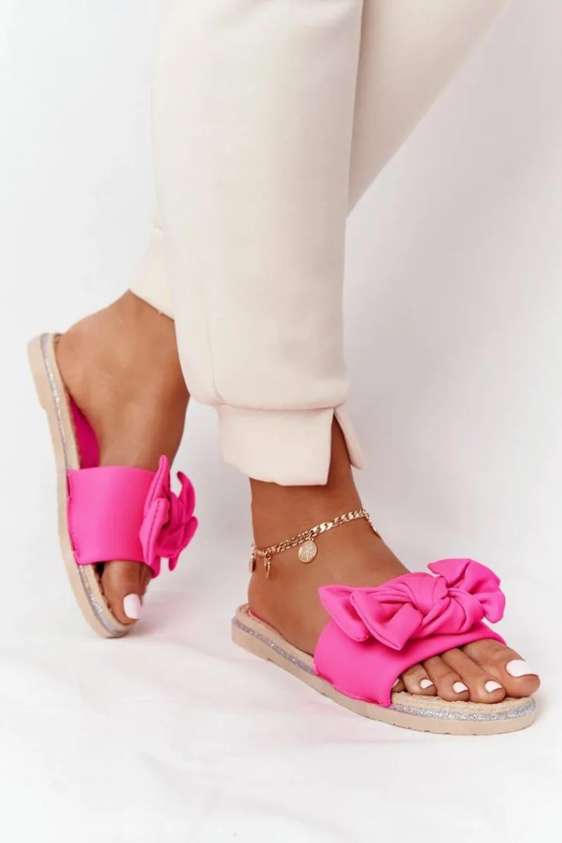 Discount Boto Gumowe Klapki Z Kokardą Różowe Andrea