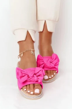 Discount Boto Gumowe Klapki Z Kokardą Różowe Andrea