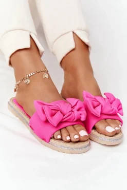 Discount Boto Gumowe Klapki Z Kokardą Różowe Andrea