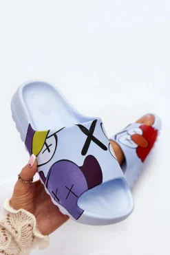 Clearance Boto Gumowe Klapki Z Nadrukiem Niebieskie Monsters