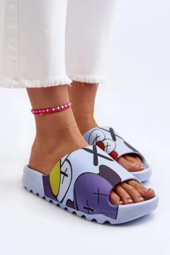 Clearance Boto Gumowe Klapki Z Nadrukiem Niebieskie Monsters