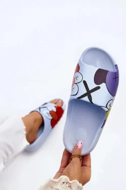 Clearance Boto Gumowe Klapki Z Nadrukiem Niebieskie Monsters