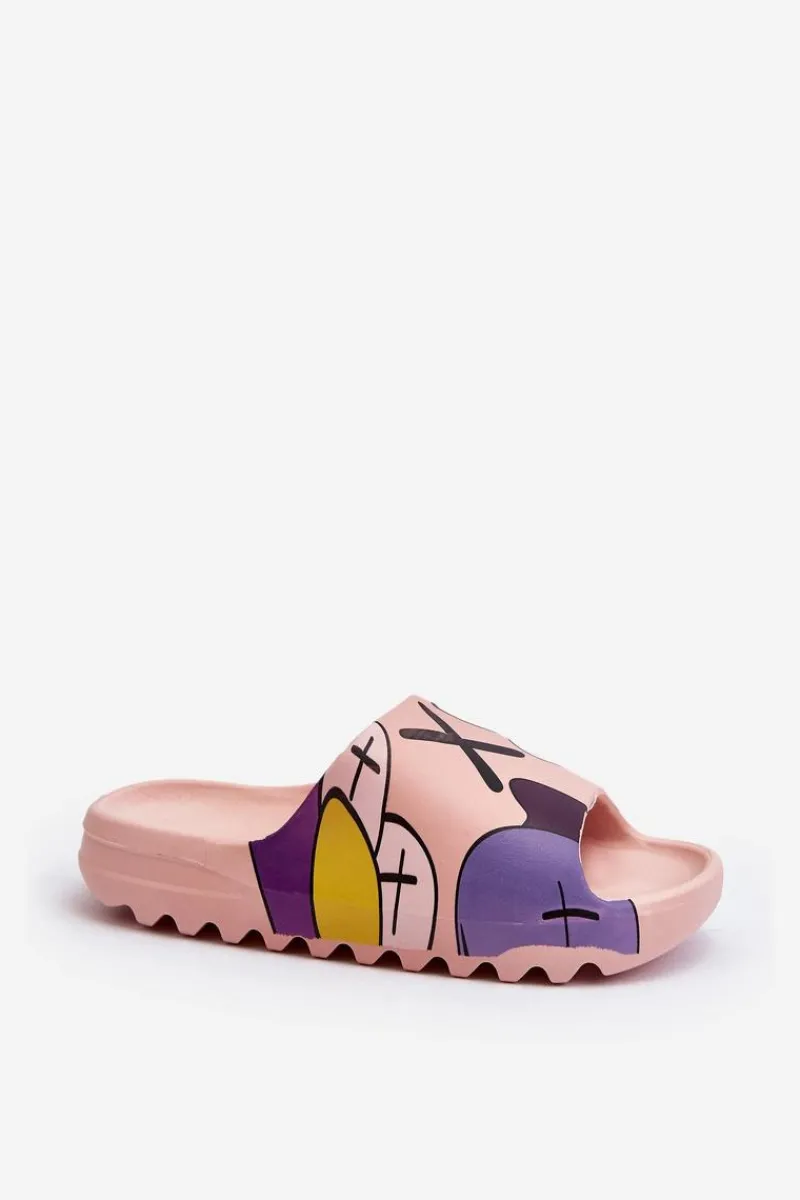 Discount Gumowe Klapki Z Nadrukiem Różowe Monsters Damskie Klapki Damskie Klasyczne