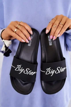 Best Gumowe Klasyczne Klapki Big Star JJ274A300 Czarne Damskie Klapki Sportowe|Klapki Damskie Big Star