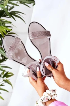 Sale Boto Gumowe Sandaly Z Brokatem Szare Beach Time