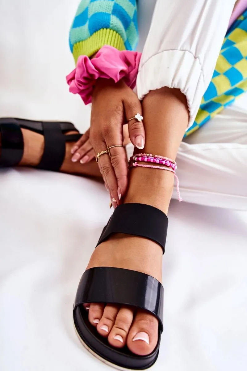 Sandały Płaskie>Boto Gumowe Sandały Na Platformie Czarne Kathia