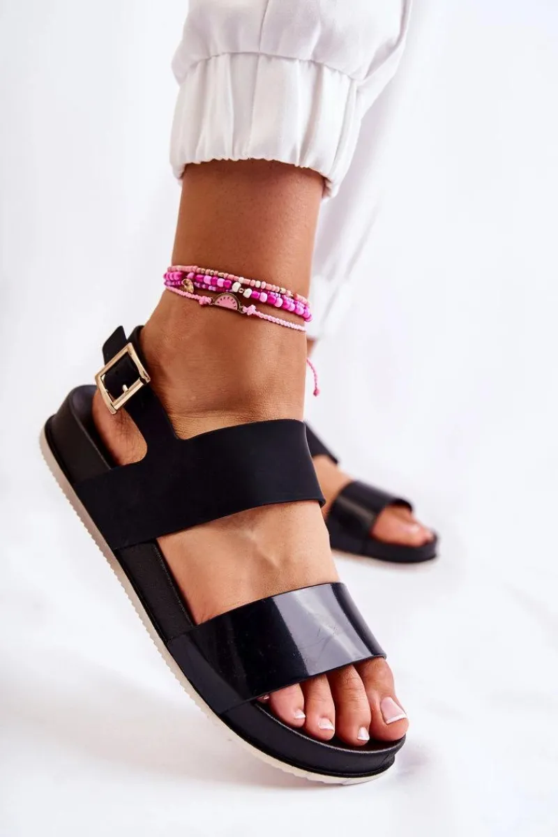 Sandały Płaskie>Boto Gumowe Sandały Na Platformie Czarne Kathia