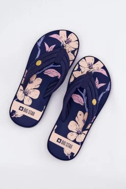 Outlet Big Star Shoes Japonki Klapki Damskie Piankowe Big Star RR274A109 Granatowe Niebieski