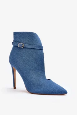 Clearance Jeansowe Botki Damskie Na Szpilce Niebieskie Amalundi Damskie Botki Na Obcasie|Botki Zamszowe