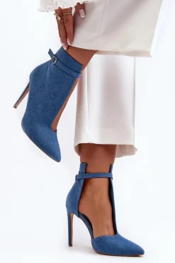 Clearance Jeansowe Botki Damskie Na Szpilce Niebieskie Amalundi Damskie Botki Na Obcasie|Botki Zamszowe