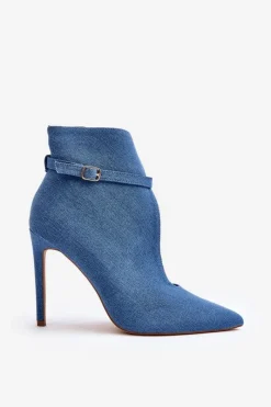 Clearance Jeansowe Botki Damskie Na Szpilce Niebieskie Amalundi Damskie Botki Na Obcasie|Botki Zamszowe