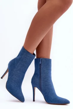 Sale Boto Jeansowe Botki Na Szpilce Niebieskie Eberpia