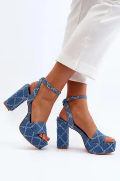 Discount Boto Jeansowe Sandały Na Słupku e Acrana Niebieski