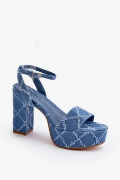 Discount Boto Jeansowe Sandały Na Słupku e Acrana Niebieski