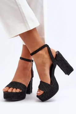 Sandały Na Słupku|Sandały Na Obcasie><noscript><img width=