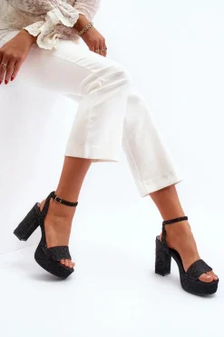 Sandały Na Słupku|Sandały Na Obcasie><noscript><img width=