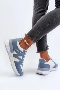 New Boto Jeansowe Sneakersy Damskie Z Eko Skóry e Kaimans Niebieski