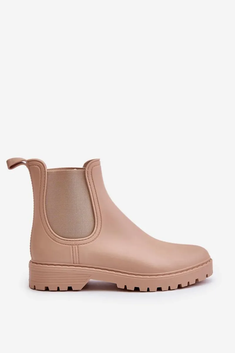 Kalosze Damskie>Boto Kalosze Damskie Z Elastycznymi Wstawkami Beżowe Ciariel