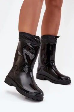 Boto Kalosze Damskie Ze Ściągaczem Czarne Kessia Czarny
