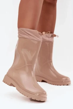 Best Boto Kalosze Damskie Ze Ściągaczem Beżowe Kessia