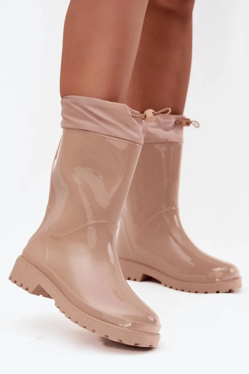 Best Boto Kalosze Damskie Ze Ściągaczem Beżowe Kessia