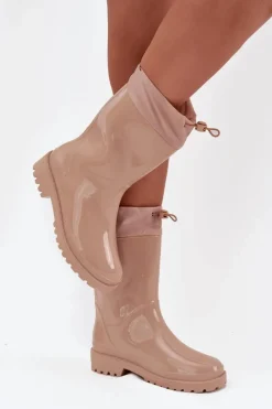 Best Boto Kalosze Damskie Ze Ściągaczem Beżowe Kessia