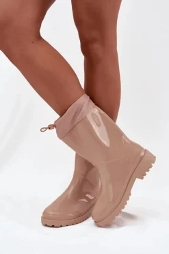 Best Boto Kalosze Damskie Ze Ściągaczem Beżowe Kessia
