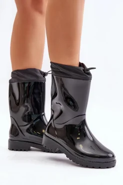 Sale Kalosze Damskie Ze Ściągaczem Czarne Ellatiel Damskie Kalosze Damskie