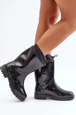 Sale Kalosze Damskie Ze Ściągaczem Czarne Ellatiel Damskie Kalosze Damskie