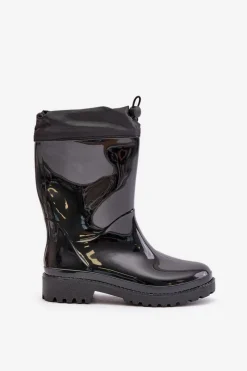 Sale Kalosze Damskie Ze Ściągaczem Czarne Ellatiel Damskie Kalosze Damskie