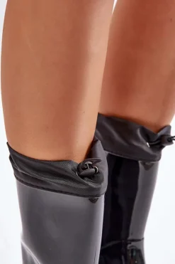 Sale Kalosze Damskie Ze Ściągaczem Czarne Ellatiel Damskie Kalosze Damskie