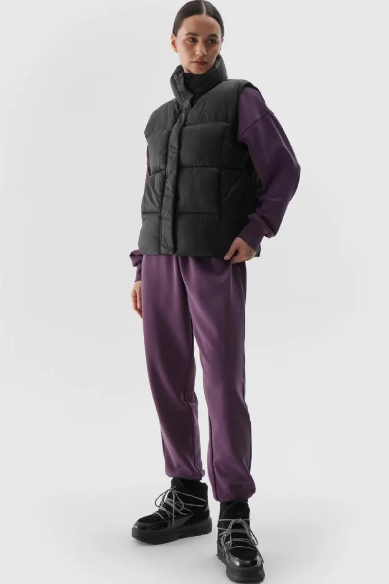 Bluzy Damskie|Odzież 4F>4F Kamizelka Bezrękawnik Puchowy Z Wypełnieniem Syntetycznym WAW24TVJAF140-20S Czarna Czarny