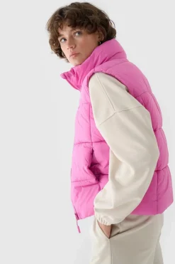 Online 4F Kamizelka Bezrękawnik Puchowy Z Wypełnieniem Syntetycznym WAW24TVJAF140-54S Różowa