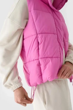 Online 4F Kamizelka Bezrękawnik Puchowy Z Wypełnieniem Syntetycznym WAW24TVJAF140-54S Różowa