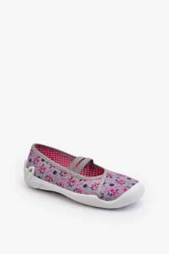 Dziewczęce|Balerinki Dziecięce>BEFADO Kapcie Baleriny Dla Dziewczynki W Kotki 116Y327 Szaro-Różowe