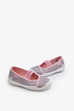 Sale Kapcie Baleriny We Wzorki 116X328 Szaro-Różowe Dzieci Dziewczęce|Back To School