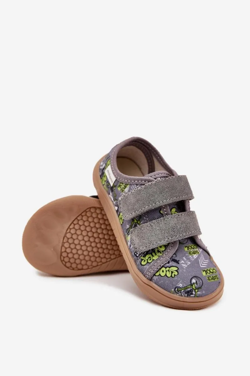 Sale Kapcie Barefoot Chłopięce Z Grafiką Szare Saphira Dzieci Chłopięce|Barefoot