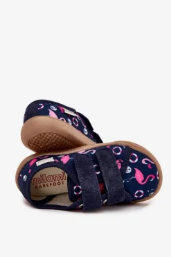Outlet Kapcie Barefoot Dziewczęce Flamingi Granatowe Saphira Dzieci Dziewczęce|Barefoot