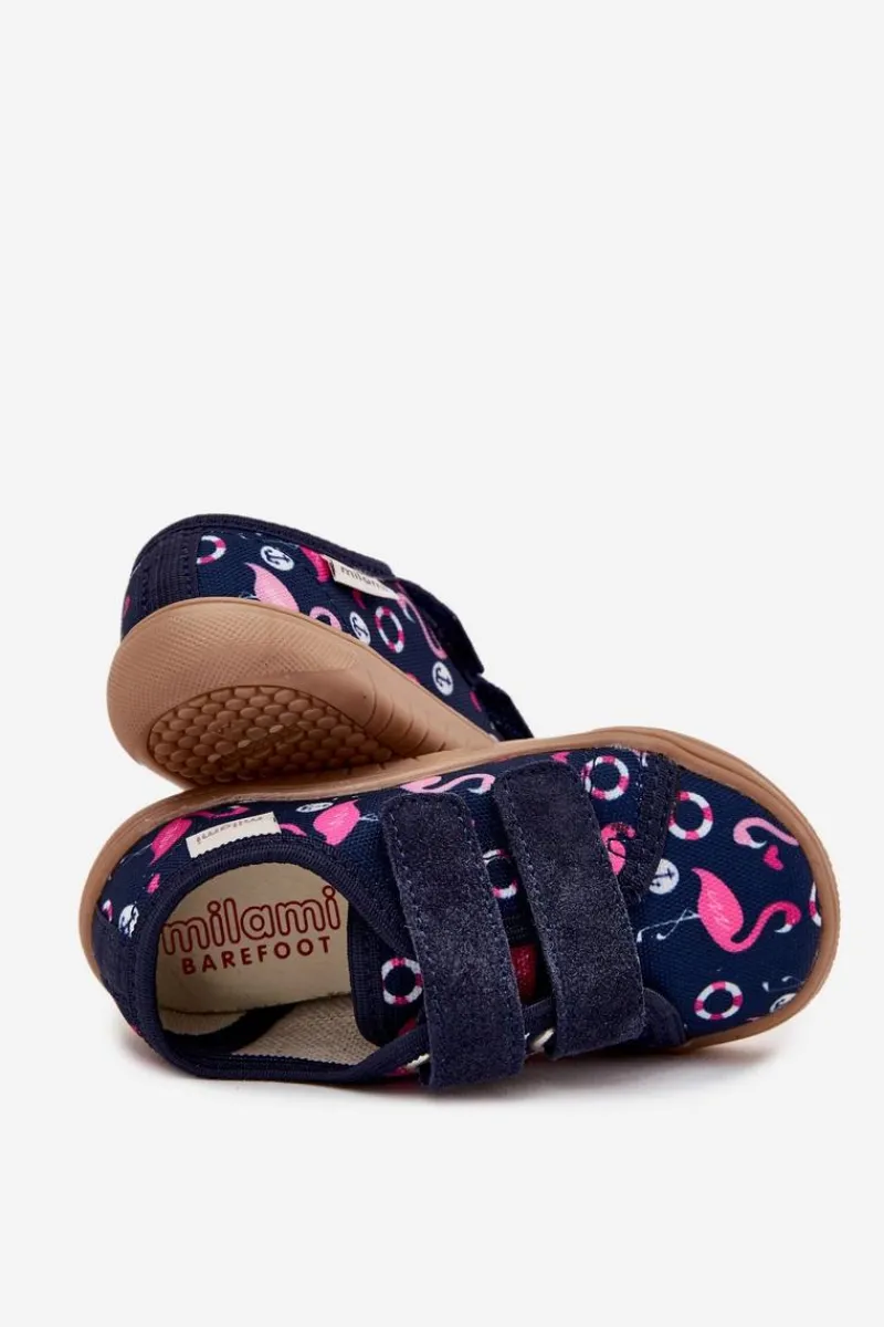 Outlet Kapcie Barefoot Dziewczęce Flamingi Granatowe Saphira Dzieci Dziewczęce|Barefoot