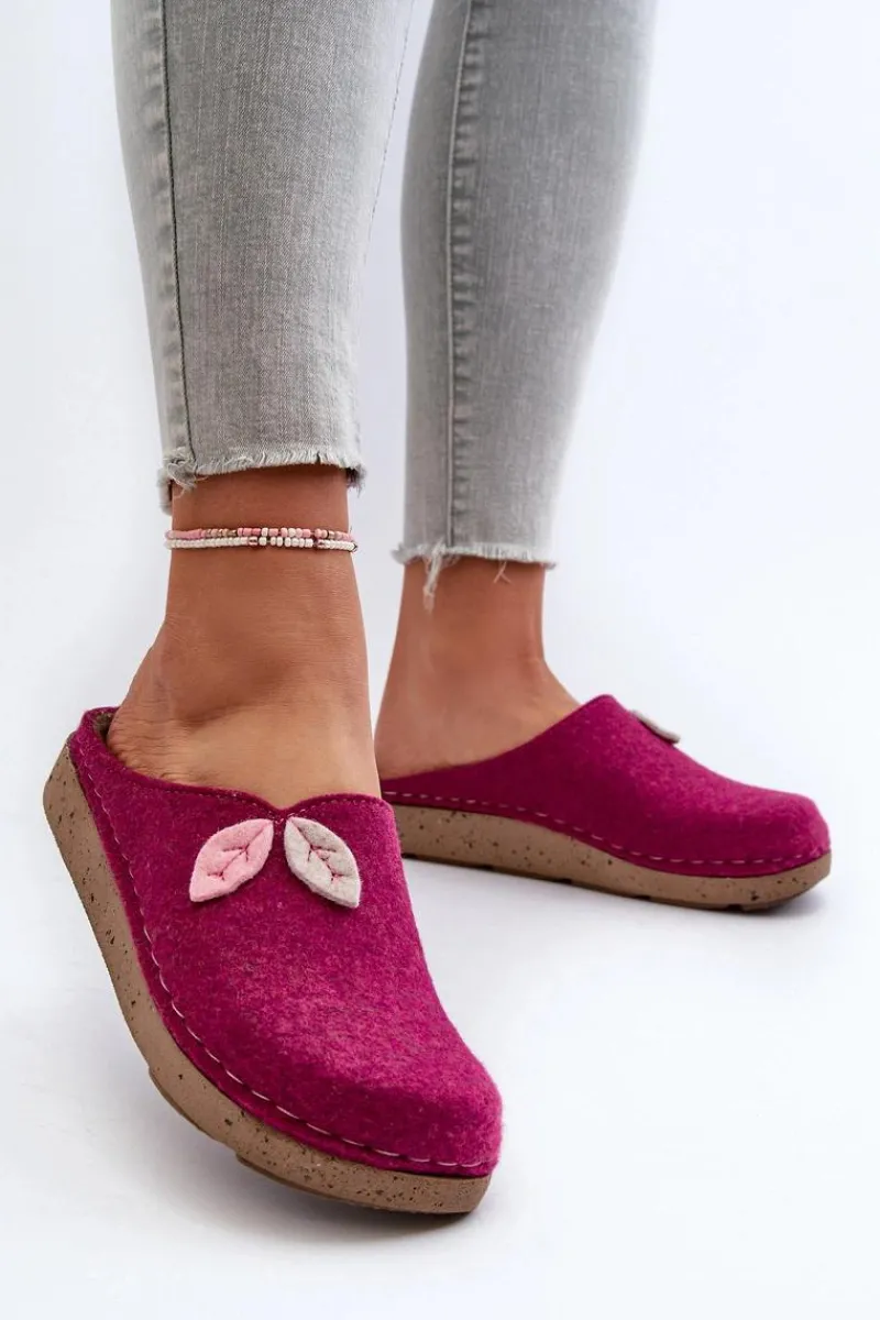 Best Kapcie Damskie Filcowe ED000013 Fuksja Damskie Kapcie Klasyczne|Klapki Damskie Klasyczne