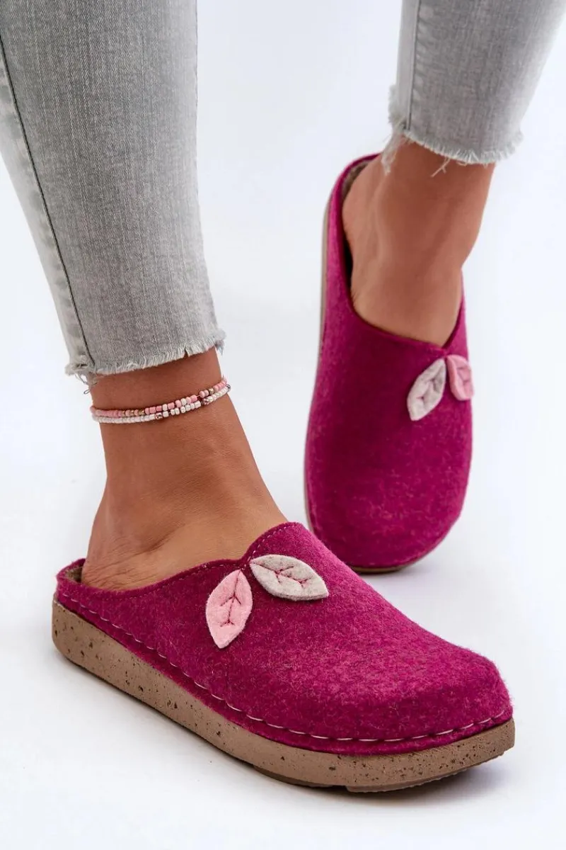 Best Kapcie Damskie Filcowe ED000013 Fuksja Damskie Kapcie Klasyczne|Klapki Damskie Klasyczne