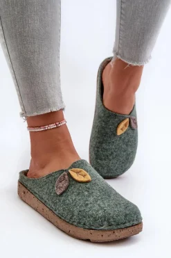 INBLU Kapcie Damskie Filcowe ED000013 Zielone