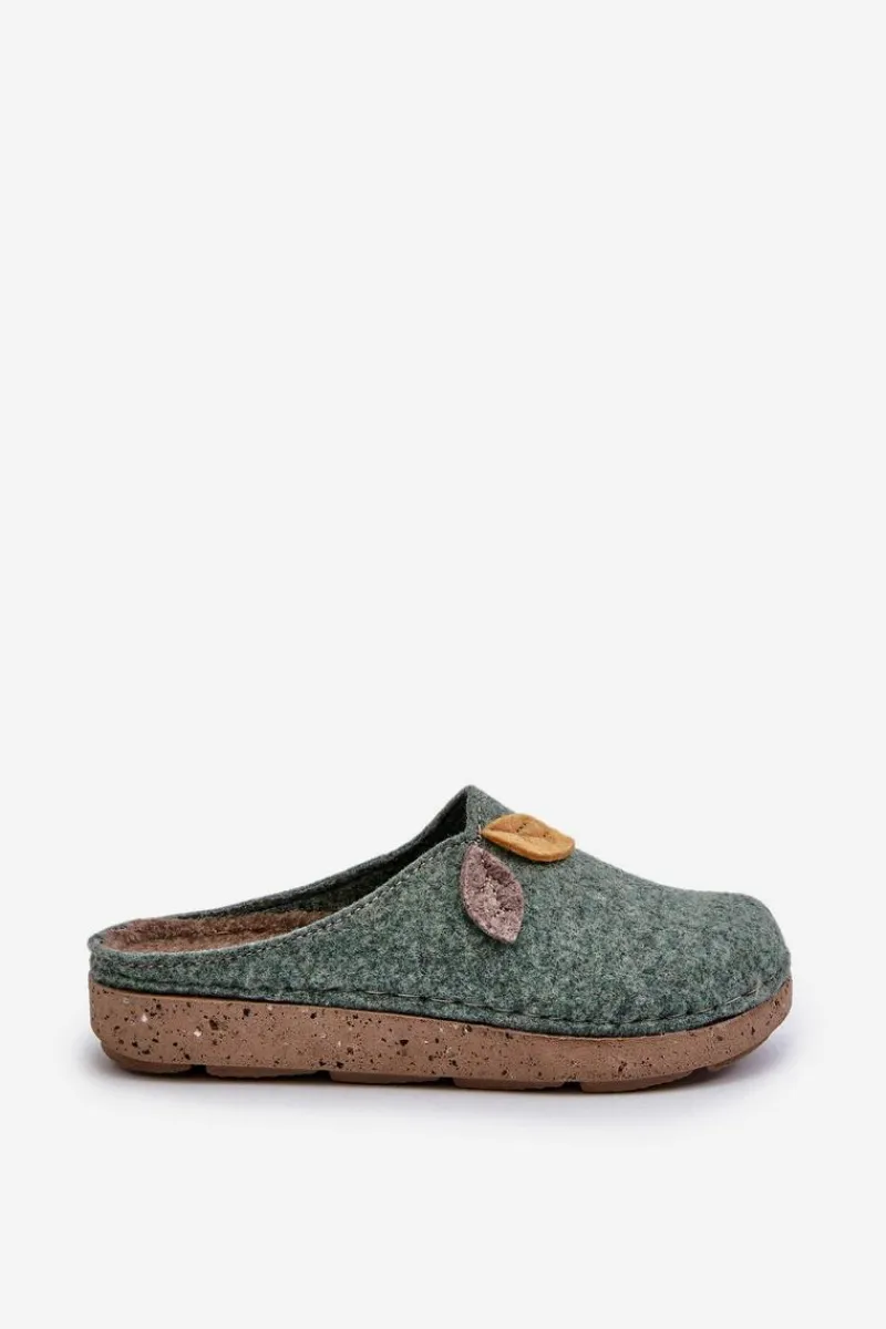 INBLU Kapcie Damskie Filcowe ED000013 Zielone