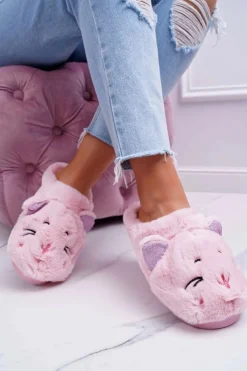 Kapcie Damskie Kotki z Uszami Różowe Sleppyhead Damskie Kapcie Klasyczne