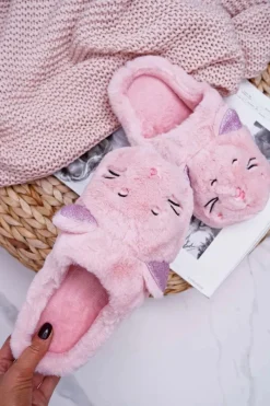 Kapcie Damskie Kotki z Uszami Różowe Sleppyhead Damskie Kapcie Klasyczne