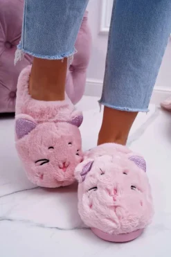 Kapcie Damskie Kotki z Uszami Różowe Sleppyhead Damskie Kapcie Klasyczne