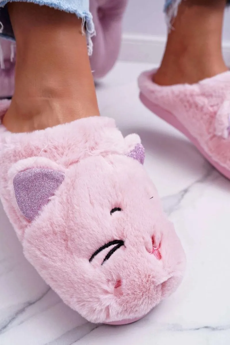 Kapcie Damskie Kotki z Uszami Różowe Sleppyhead Damskie Kapcie Klasyczne