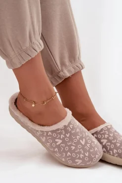 Kapcie Klasyczne|Klapki Damskie Klasyczne></noscript>INBLU Kapcie Damskie Love ET000032 Beżowe Beżowy