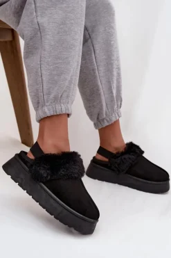 Online Kapcie Damskie Na Platformie Z Futerkiem Czarne Linaris Damskie Śniegowce Damskie|Kapcie Klasyczne